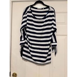 Soft Surroundings Striped Navy and White Top